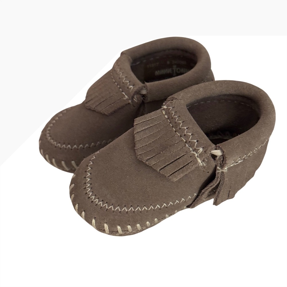 Minnetonka Infant Suede Fringe Soft Sole Moccasins Size 0